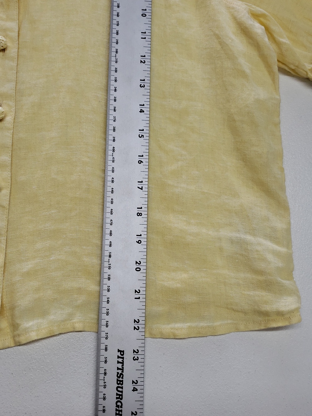 Laura Ashley Linen Button Up Shirt Women's  XL 3/4 Sleeve Yellow Crochet Buttons - Picture 11 of 12